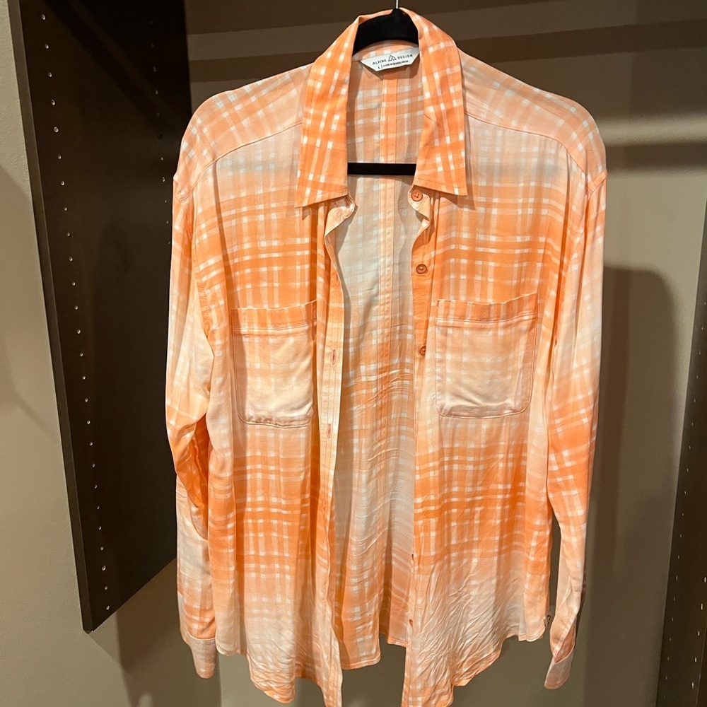 Alpine Design Orange Plaid Women's Top